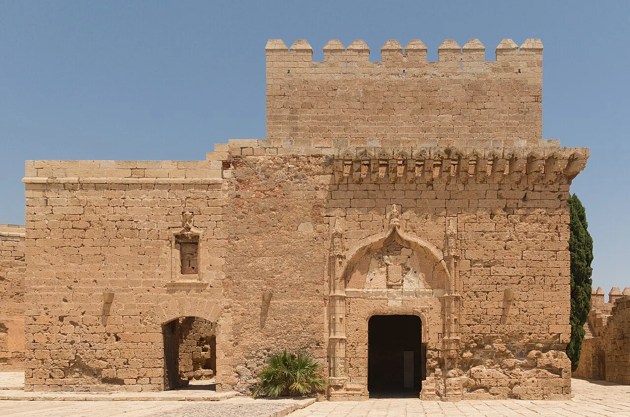 The Homage Tower facade in the Alcazaba of Almería.