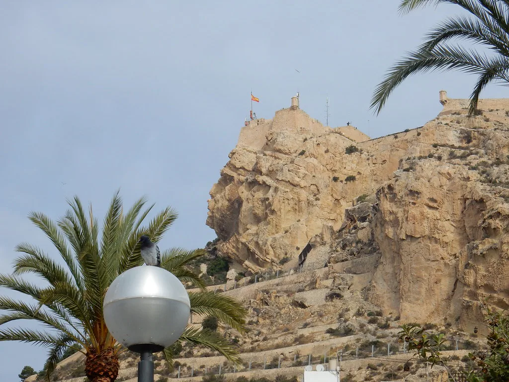 Mount Benacantil and Santa Bárbara Castle above Alicante.