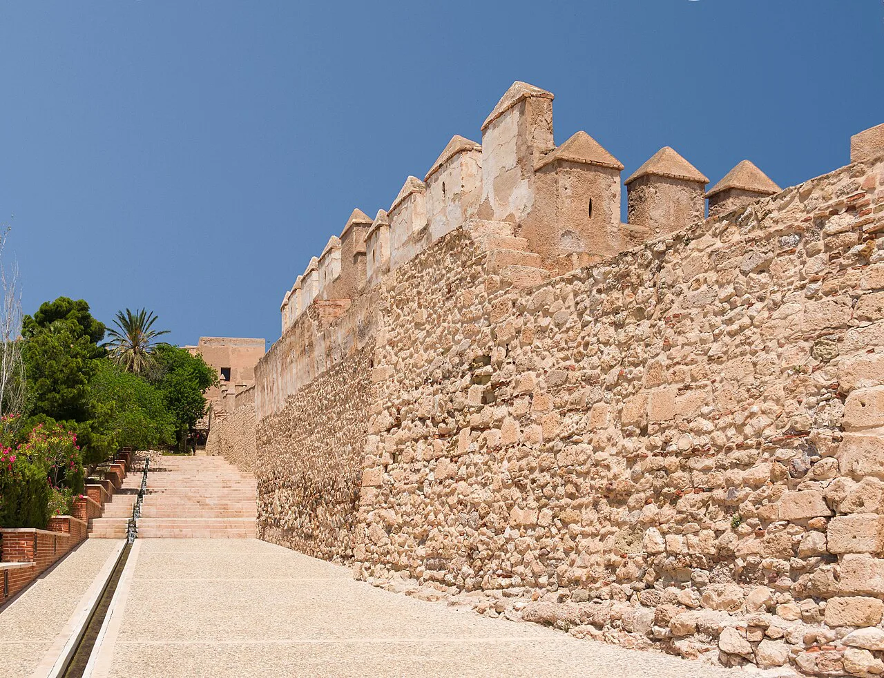 A garden path along the walls of the Alcazaba of Almería.