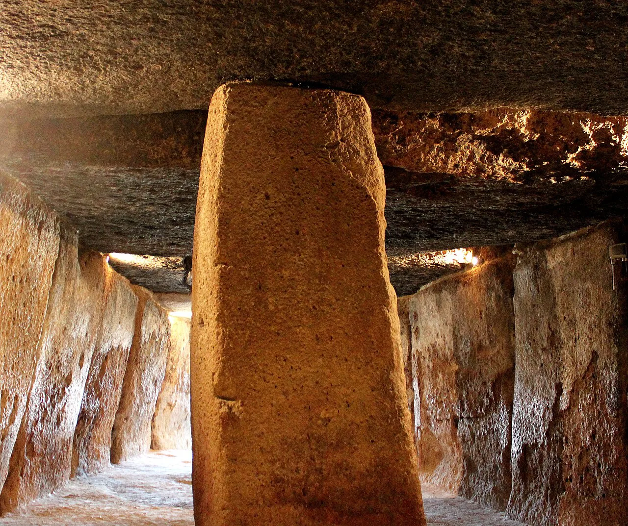 Inside the Dolmen of Menga, Antequera.