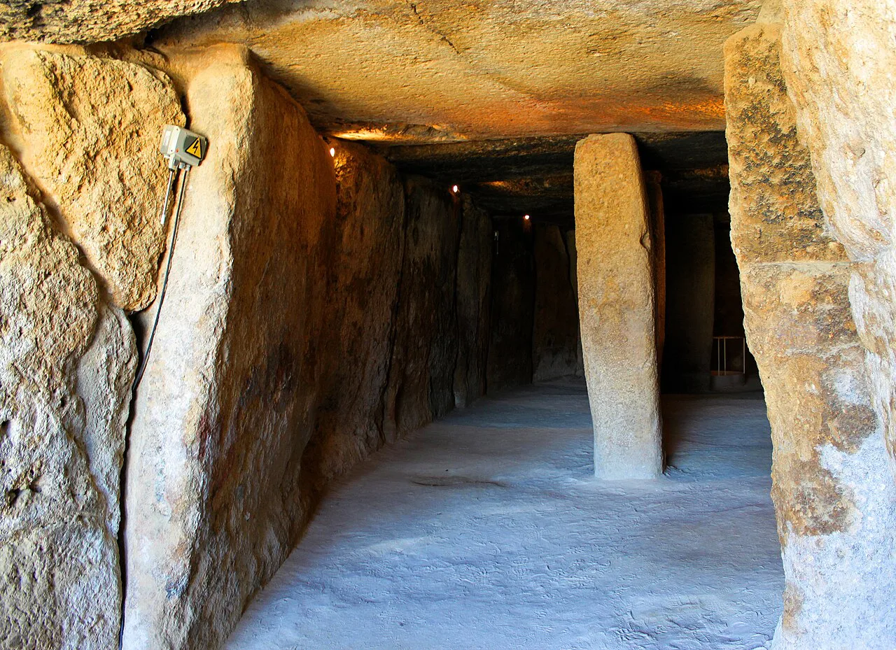 The stone chamber of the Dolmen of Menga, Antequera.