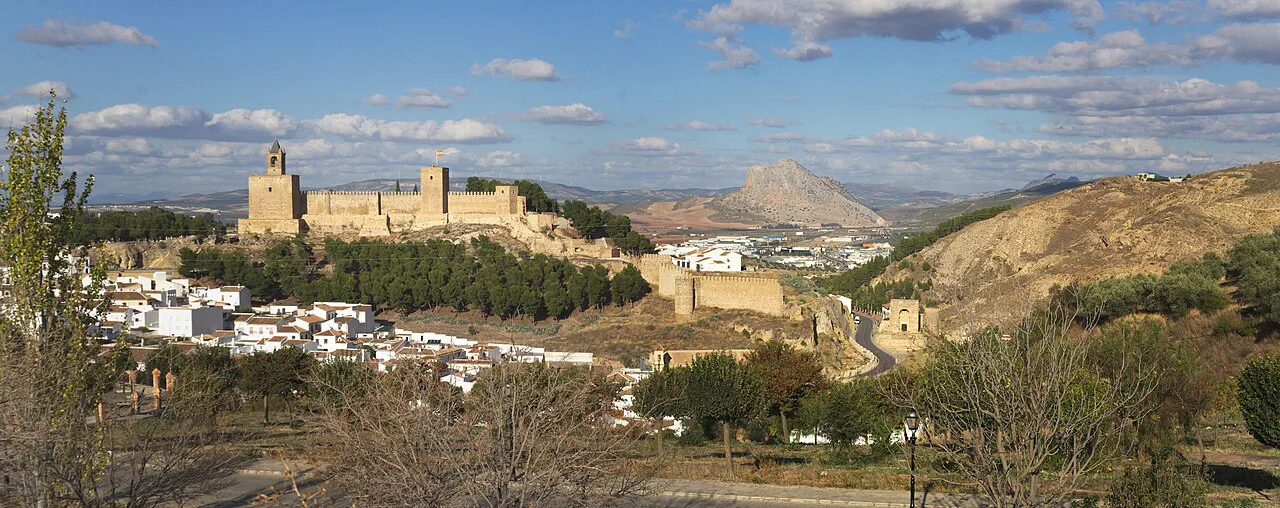 Antequera's Alcazaba with the Peña de los Enamorados beyond.