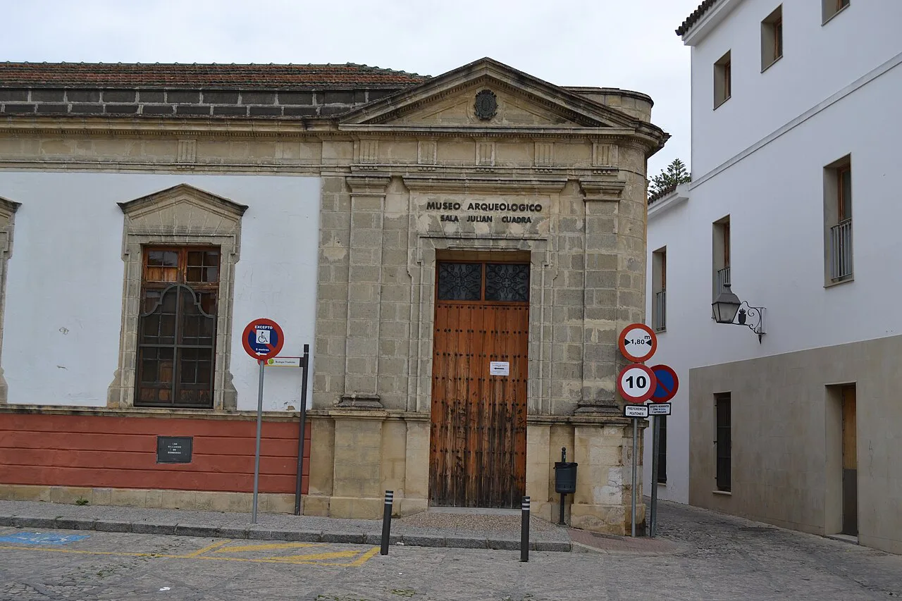 The entrance façade of the Museo Arqueológico on the Plaza del Mercado, Jerez de la Frontera.
