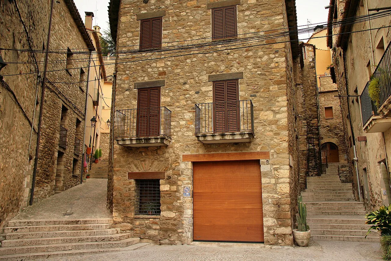 A stone house and stepped lane in Besalú.