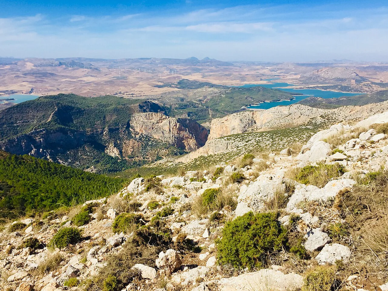 The Desfiladero de los Gaitanes with the El Chorro reservoirs behind.