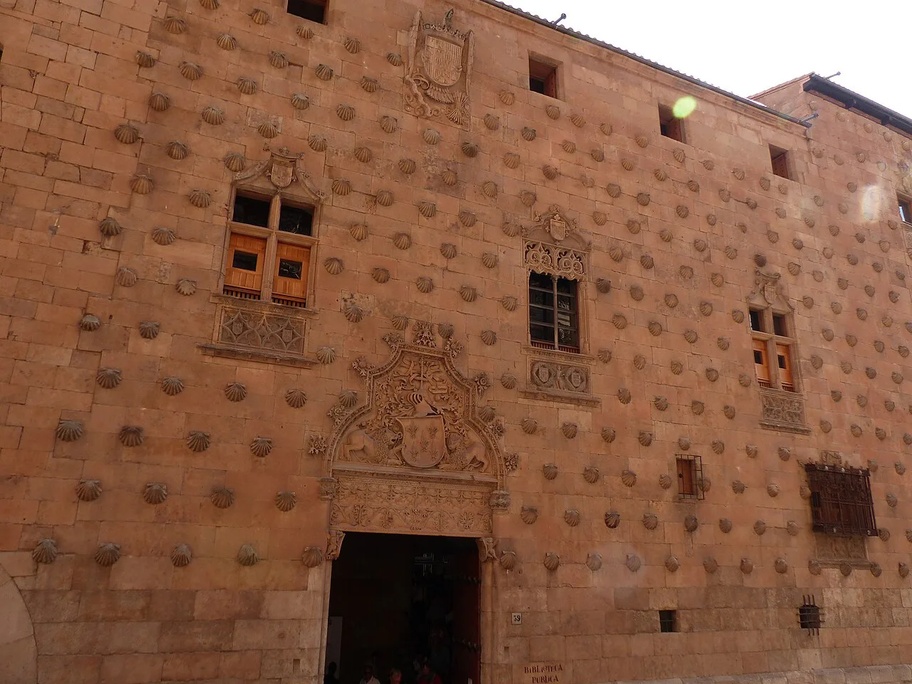 The façade of the Casa de las Conchas in Salamanca.
