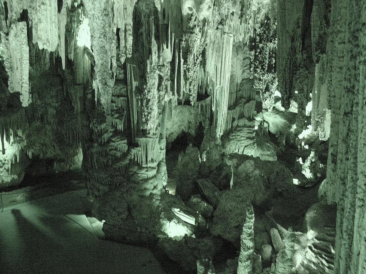 Rock formations inside the Caves of Nerja.