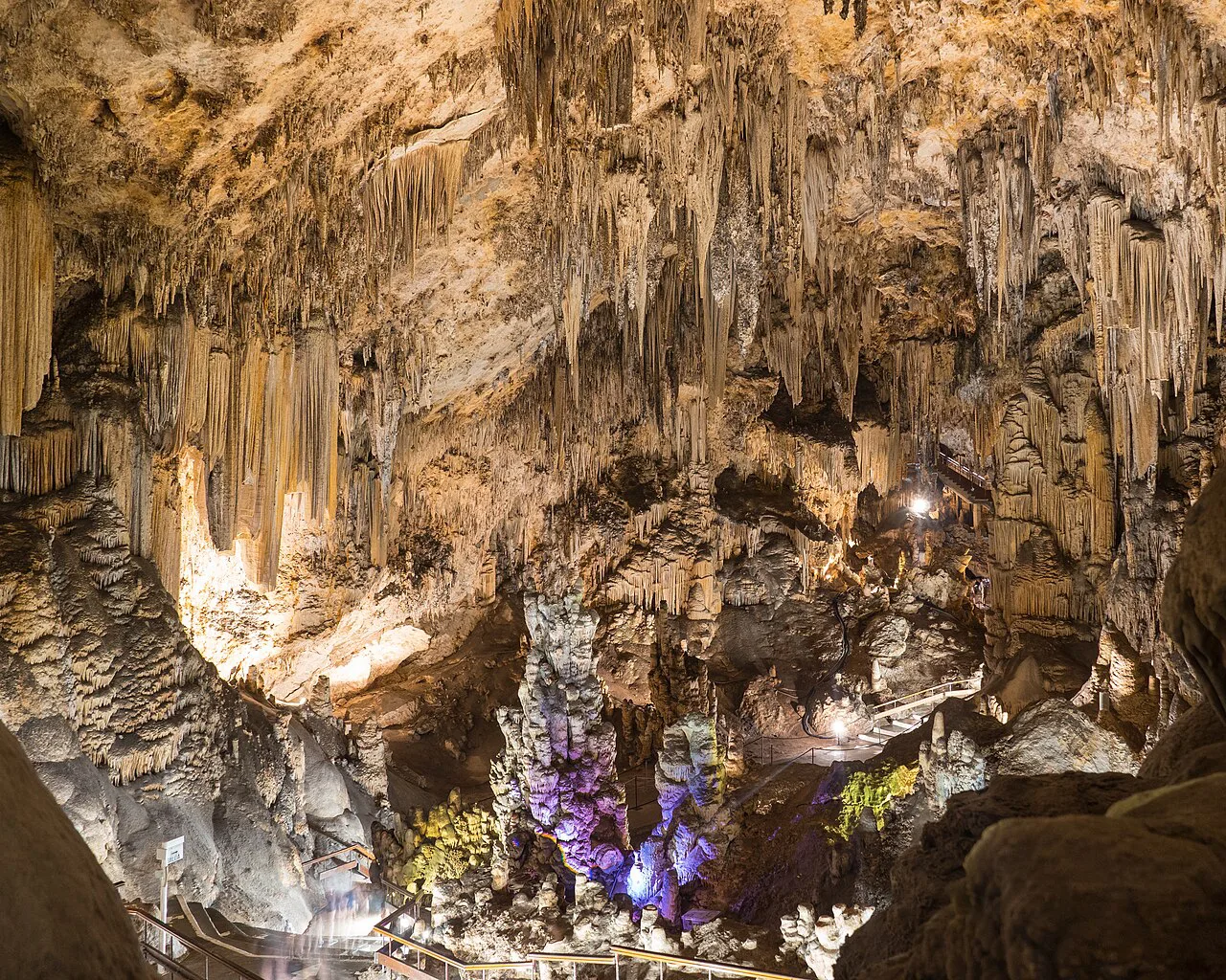 Rock formations inside the Caves of Nerja.