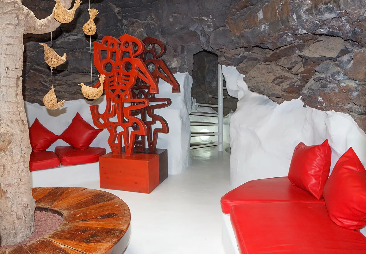 The Red Bubble in a lava cave at the Fundación César Manrique.