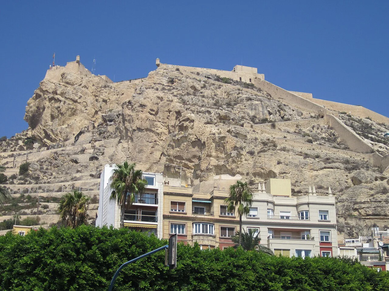 Santa Bárbara Castle on Mount Benacantil above the buildings of Alicante.