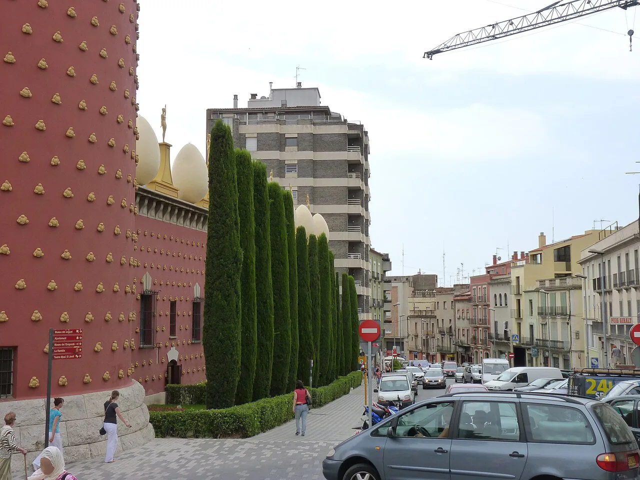The Gorgot Tower of the Dalí Theatre-Museum on a street in Figueres.