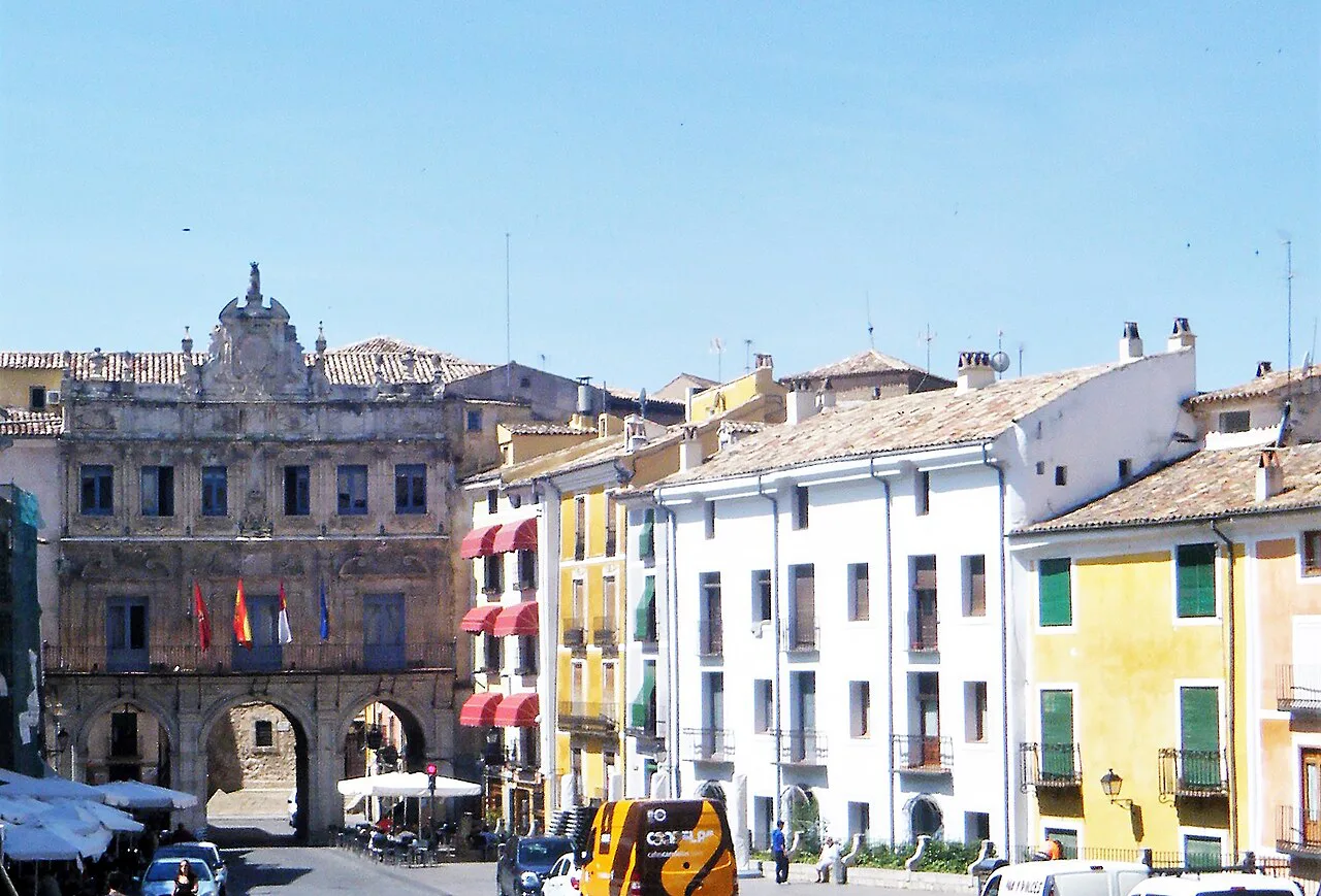 The baroque Town Hall and coloured houses of Cuenca.