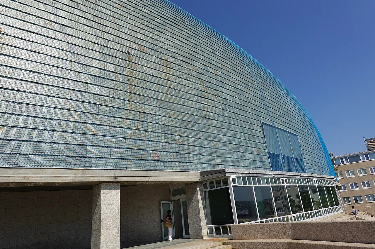 The curved slate façade of the Domus science museum, A Coruña.