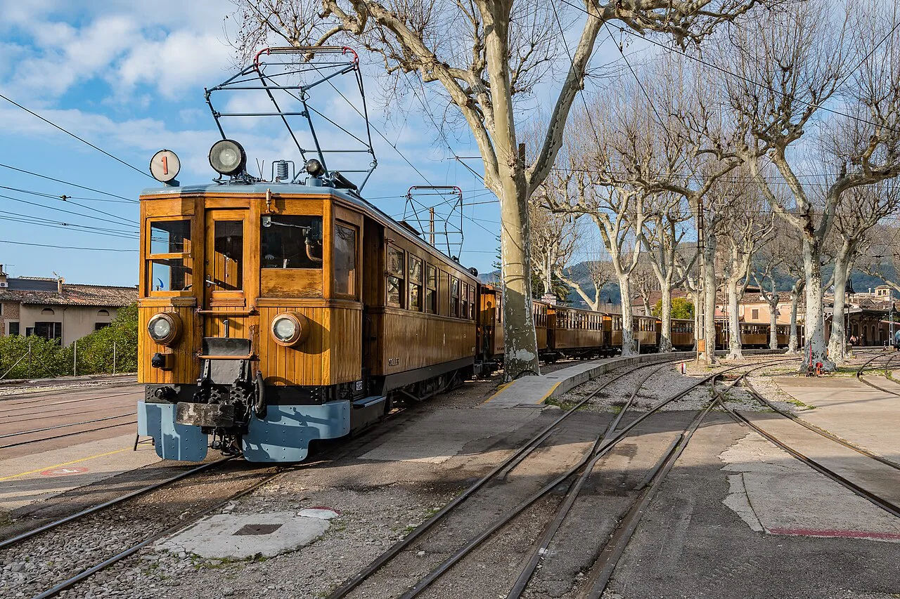 A Ferrocarril de Sóller train at Sóller station.