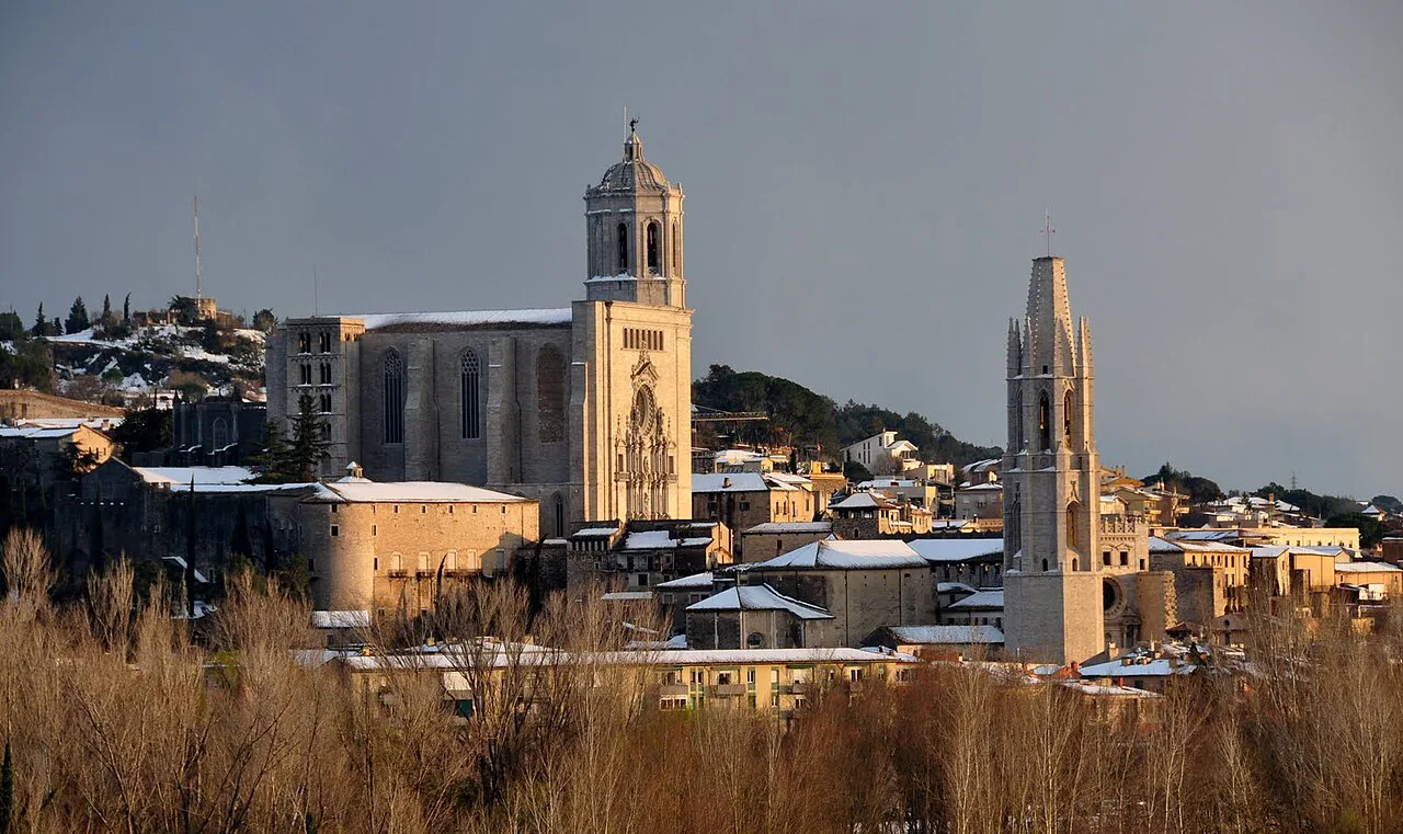 Girona Cathedral and the bell tower of Sant Feliu above the old town.