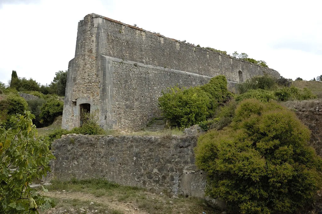 Stone walls of the Castell de Montjuïc, Girona.