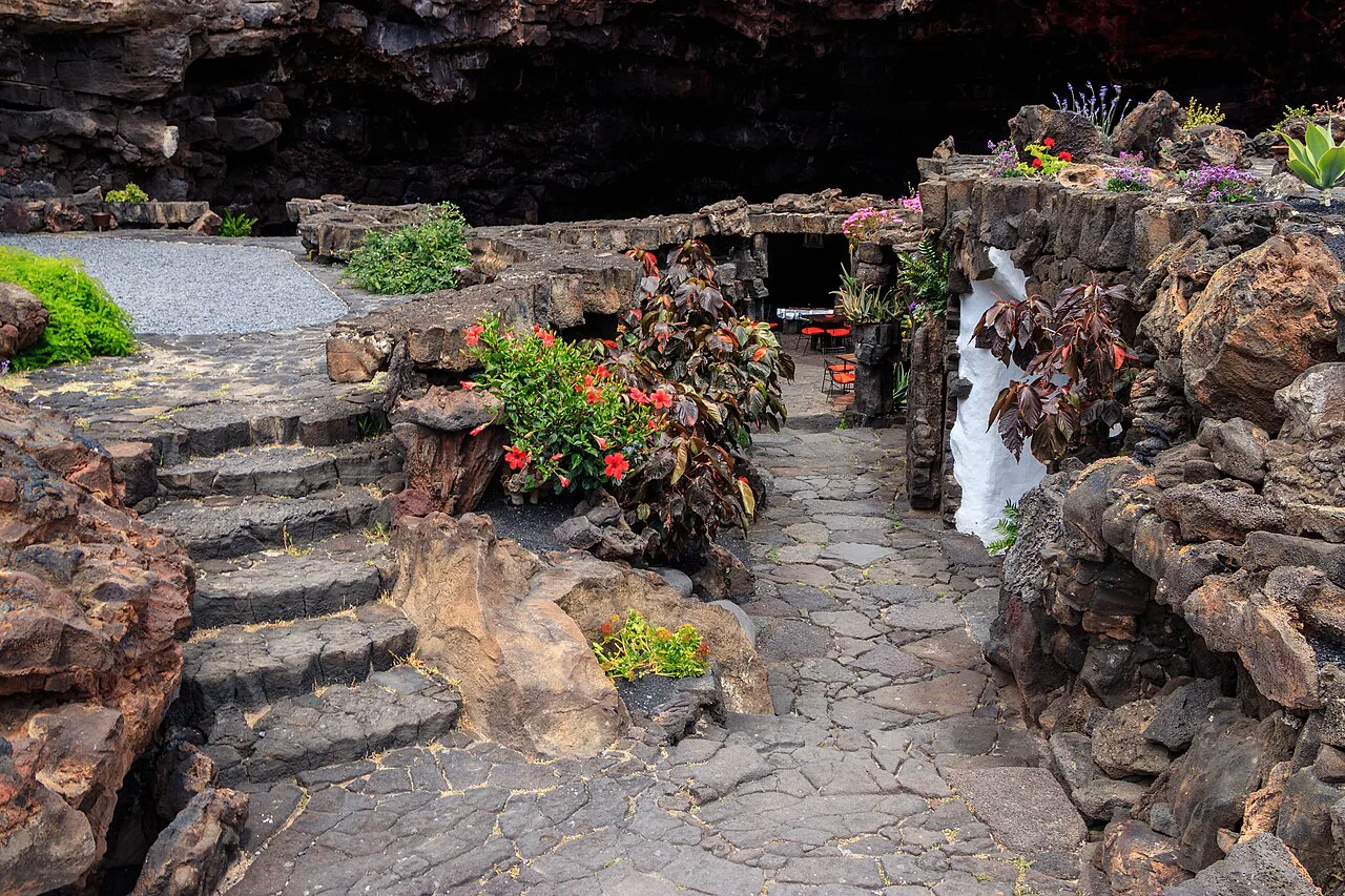 The western entrance to the cave lake at Jameos del Agua, Lanzarote.