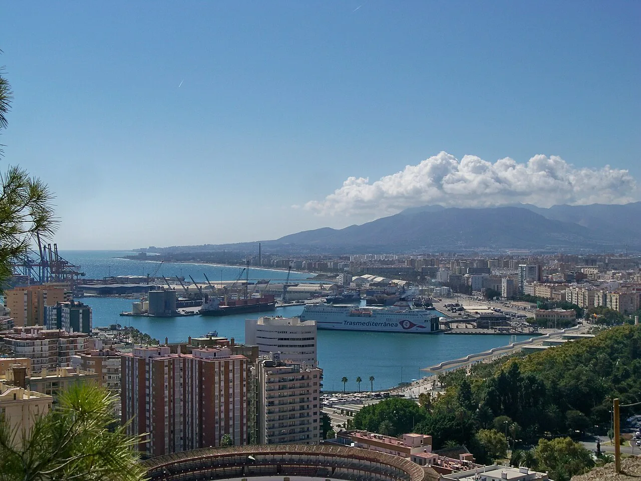 The port of Málaga seen from Mount Gibralfaro.