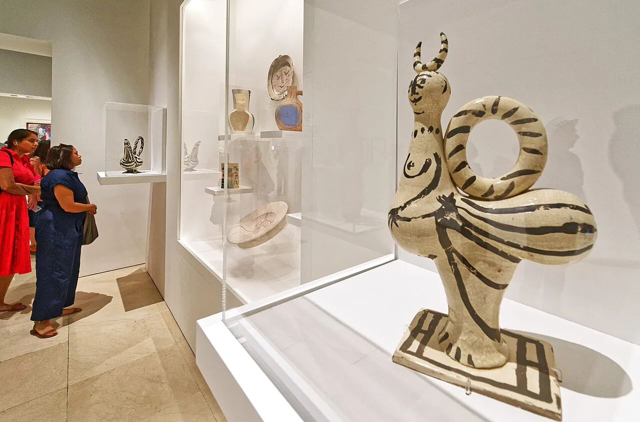Ceramic works on display inside the Picasso Museum in Málaga.