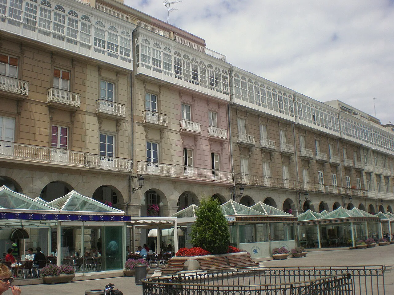 Glazed galleries on María Pita Square, A Coruña.