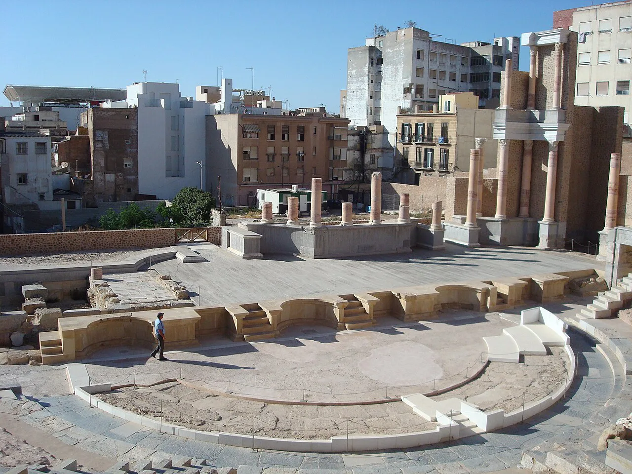The orchestra and stage area of the Roman theatre in Cartagena.