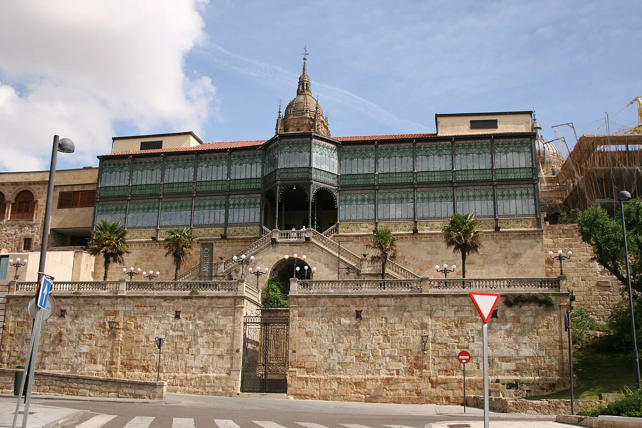 Casa Lis with its stained-glass gallery above the old walls, Salamanca.