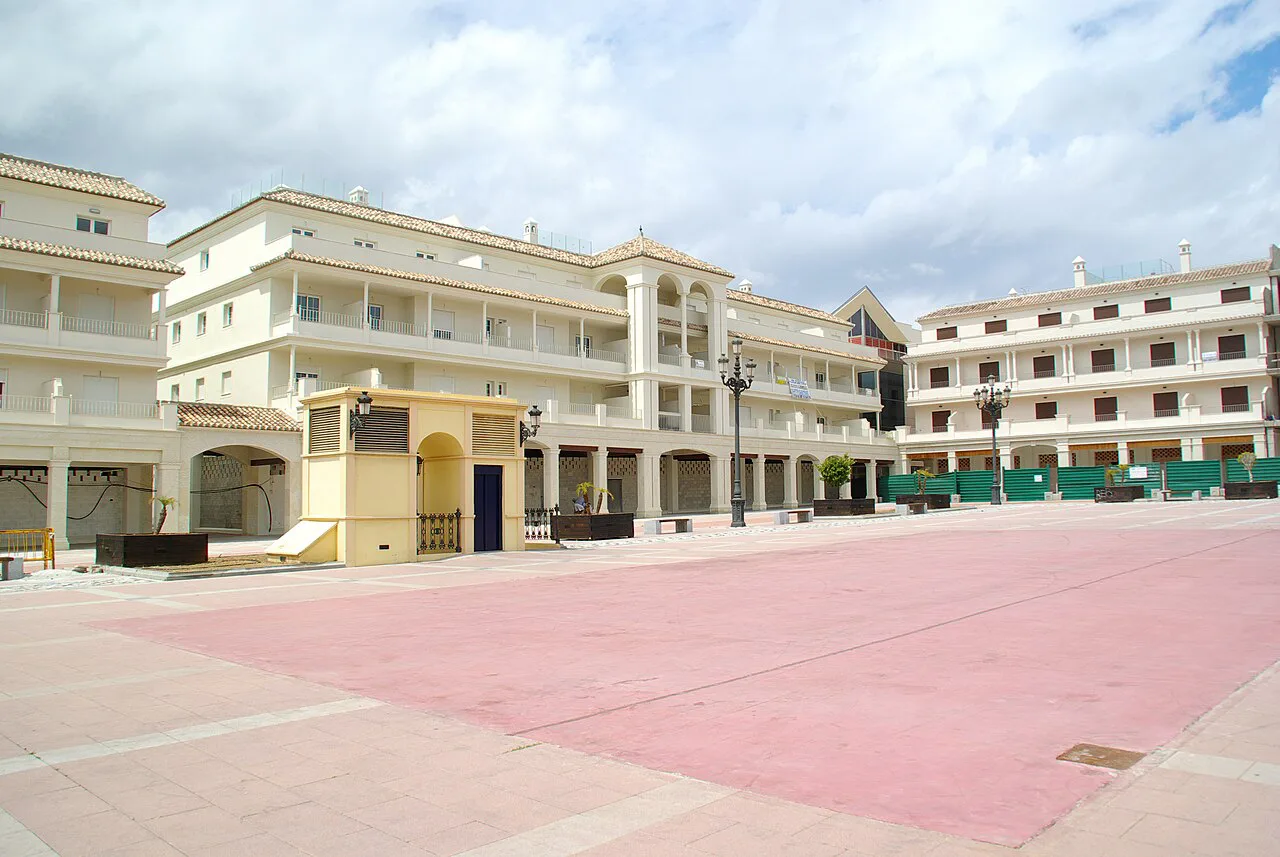 A paved square in Nerja town centre.