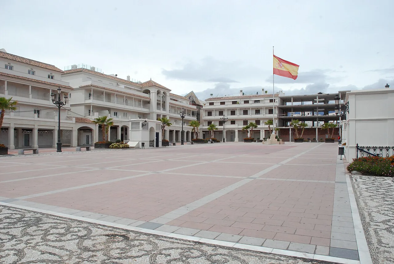 Plaza de España in Nerja, the square beside the Museo de Nerja.