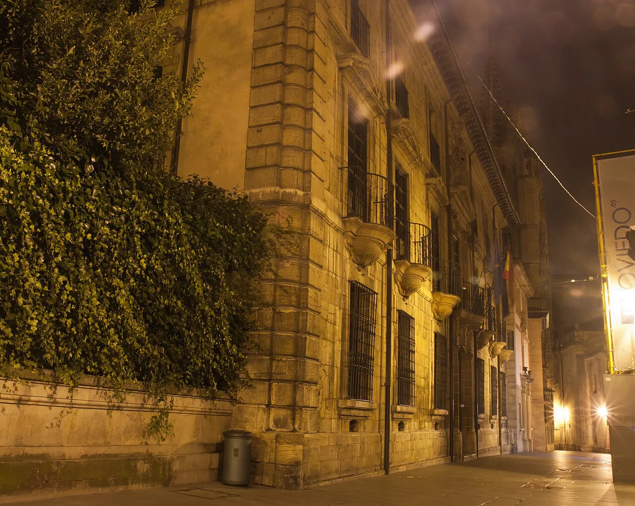 The Palacio de Velarde, home of the Museo de Bellas Artes de Asturias, at night in Oviedo.