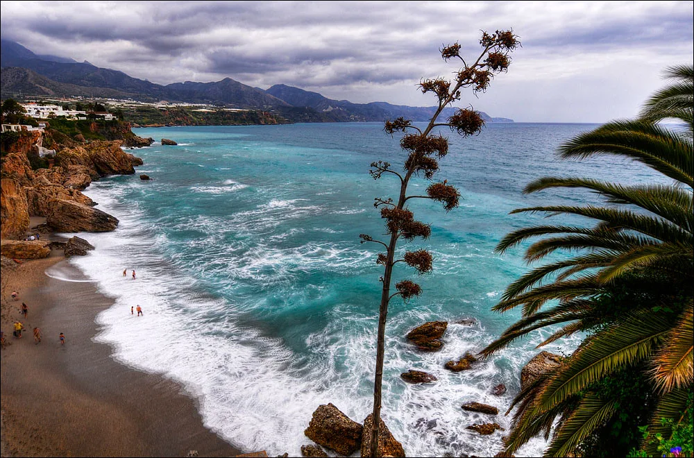 The bay and beach of Nerja.