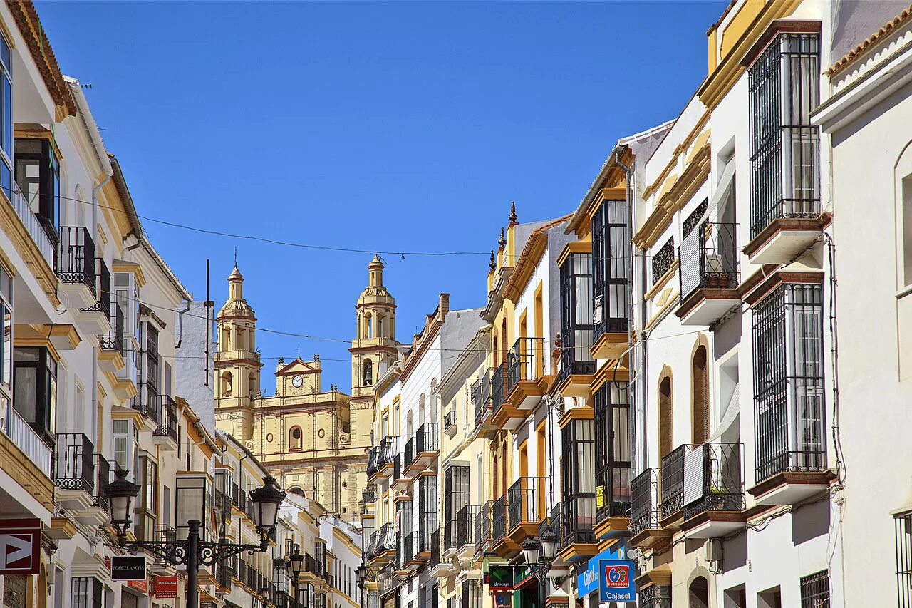 A street in Olvera leading towards the church.