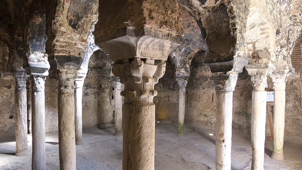 Columns and arches of the Palma Arab Baths.