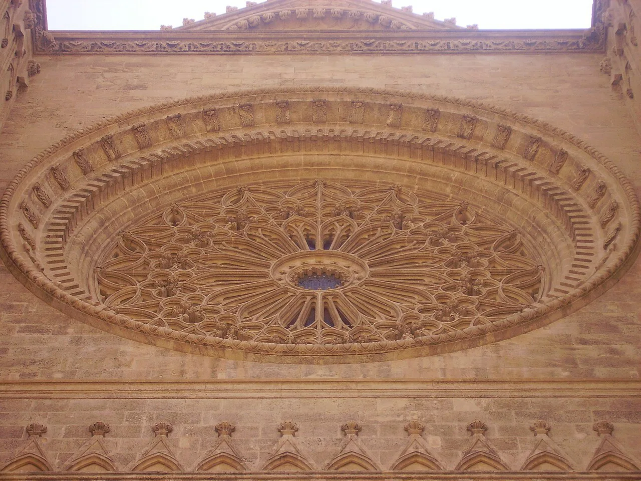 The carved rose window of La Seu cathedral, Palma.