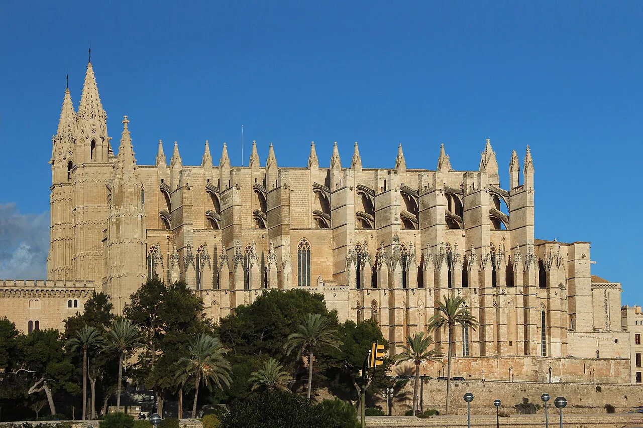 Palma Cathedral seen from the west, Palma de Mallorca.