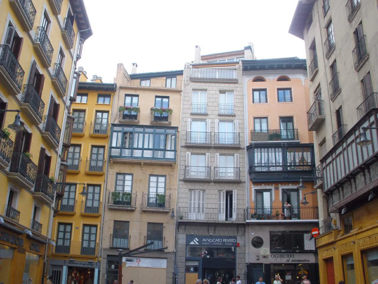 Tall houses on the Plaza Consistorial, Pamplona.