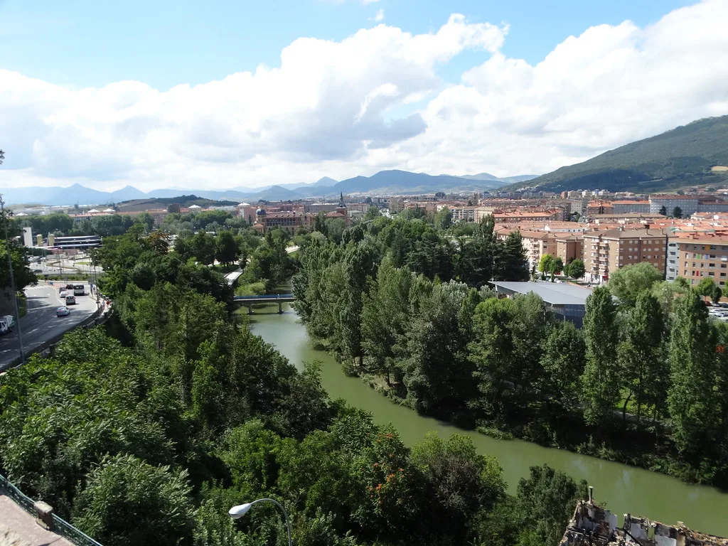 The River Arga and Pamplona's rooftops.