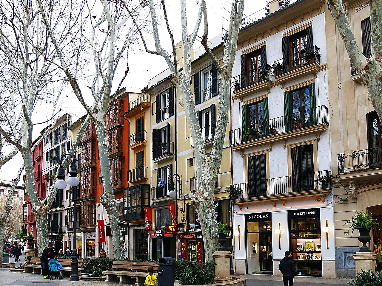Buildings along Passeig del Born, Palma.