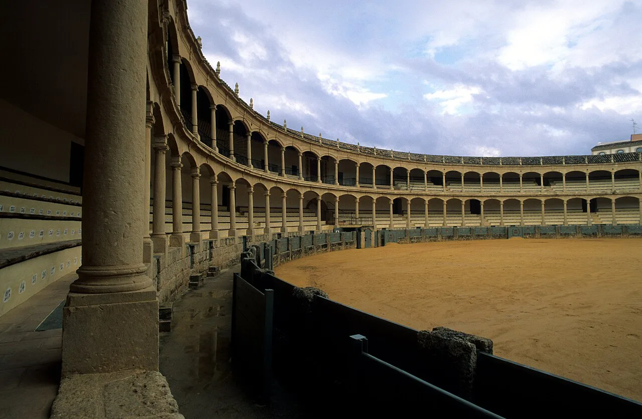 The arcades and ring of the Plaza de Toros de Ronda.