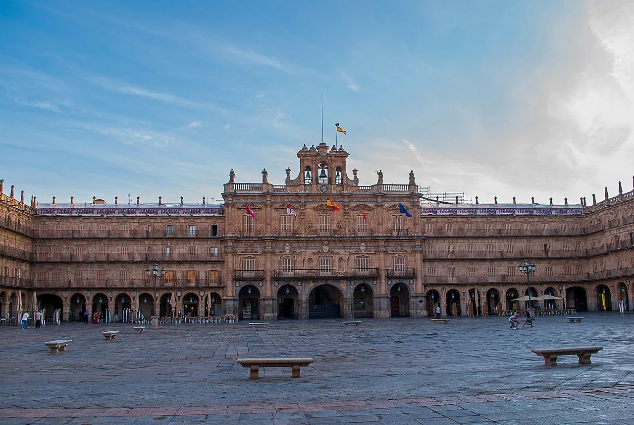Plaza Mayor of Salamanca with the town hall façade.