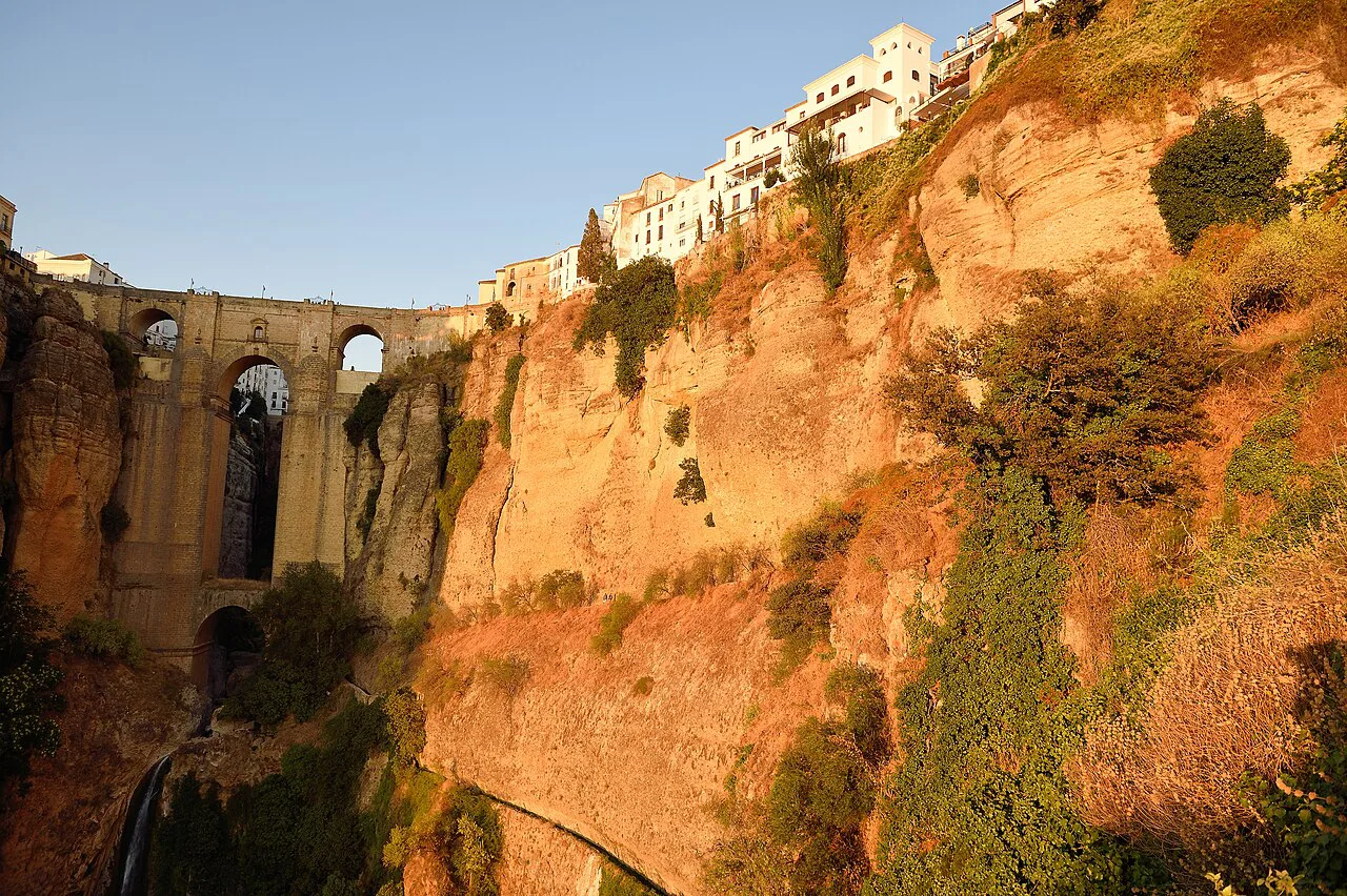 The Puente Nuevo and the cliffs of the gorge in Ronda.