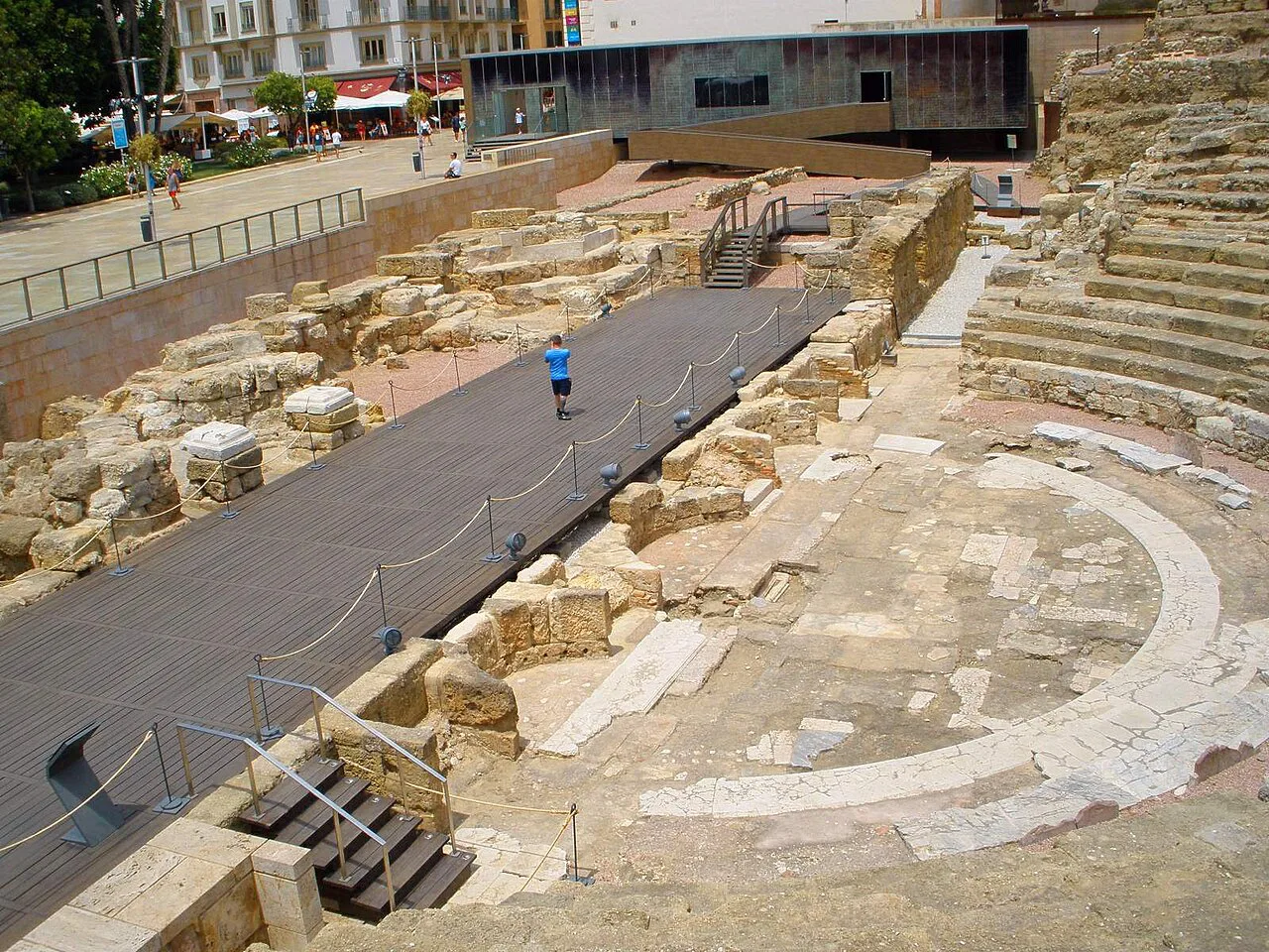 The tiers of the Roman Theatre of Málaga.
