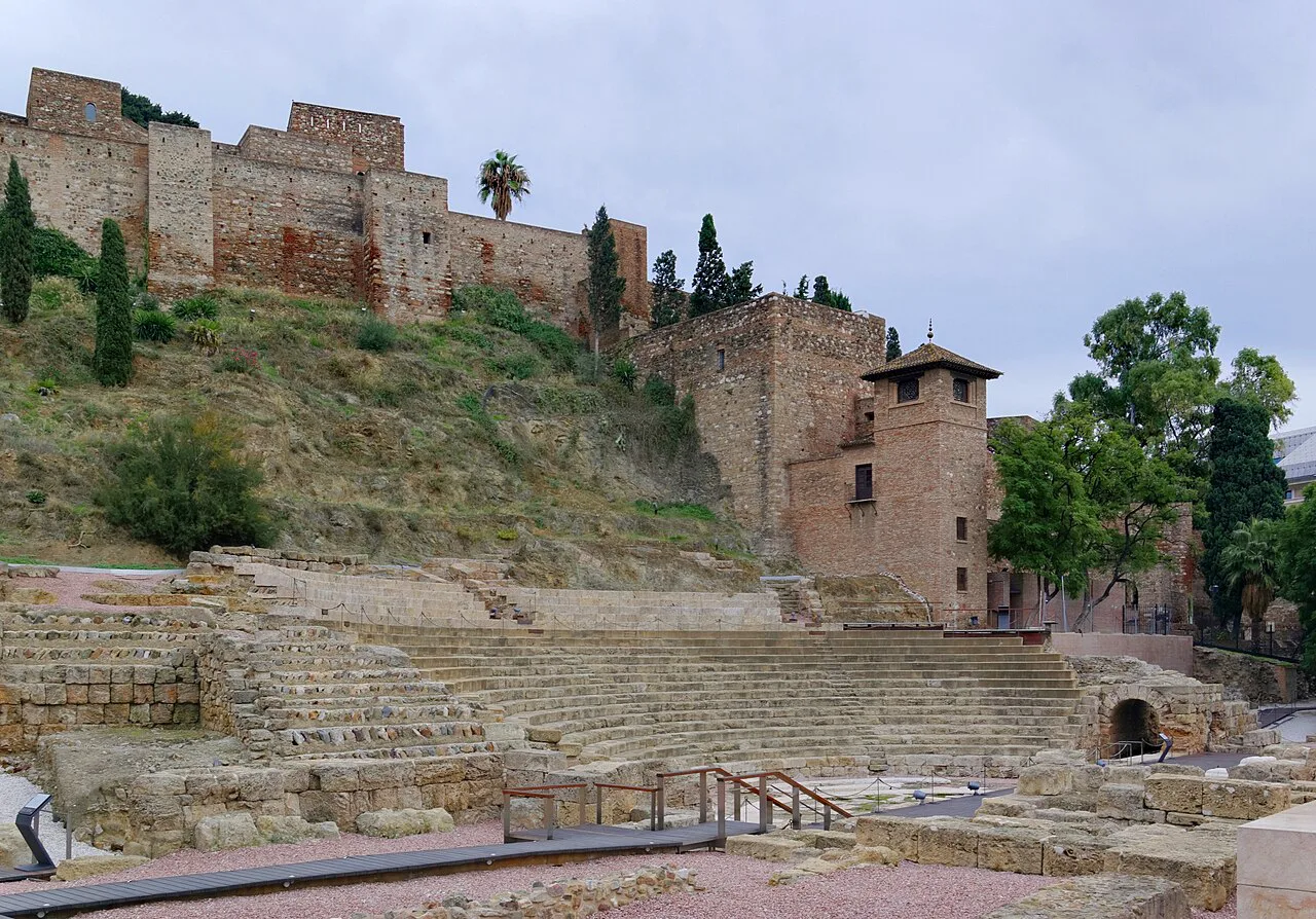 The Roman Theatre of Málaga with the Alcazaba above.