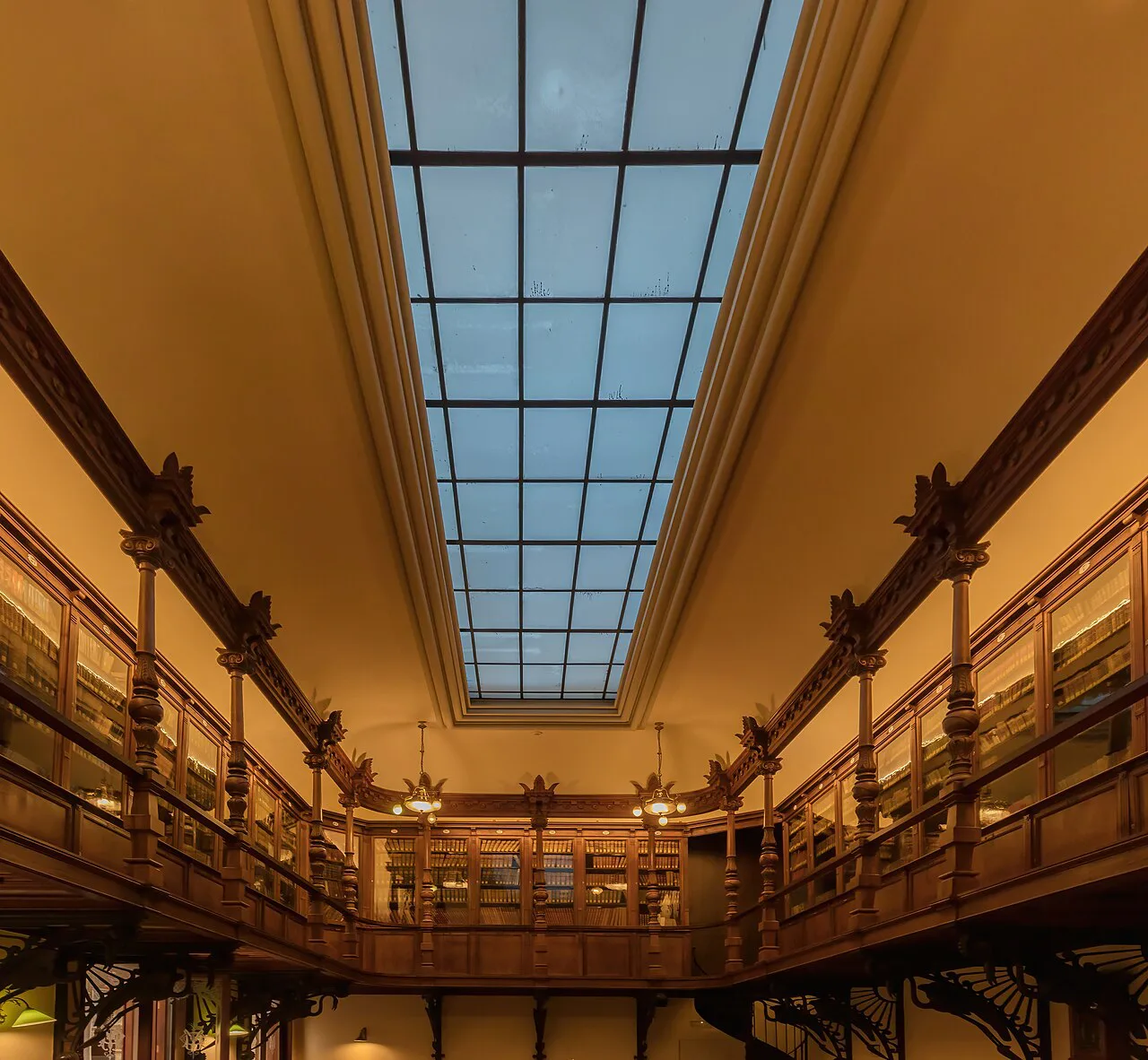 The skylit library of the Real Casino of Murcia.
