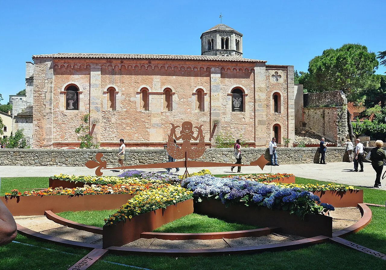 A Temps de Flors flower display in front of Sant Pere de Galligants, Girona.