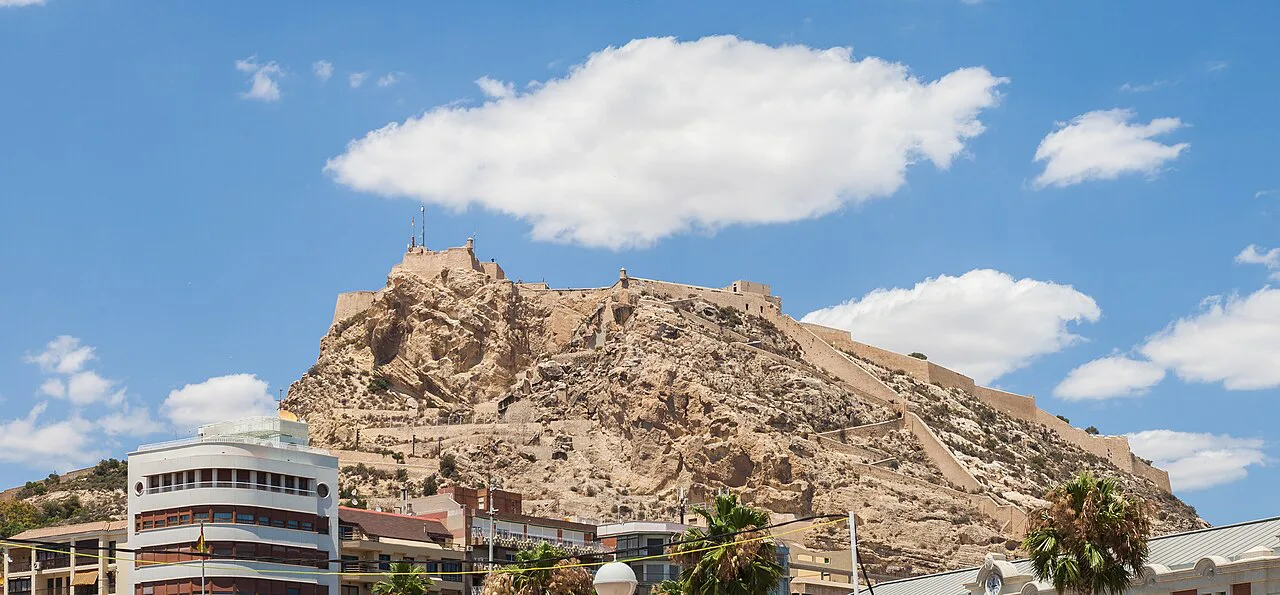 Mount Benacantil crowned by Santa Bárbara Castle, Alicante.
