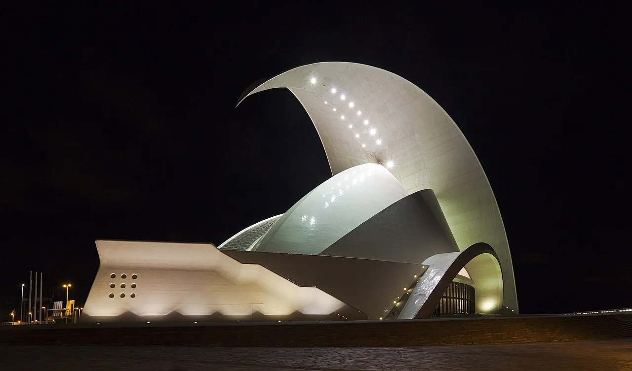 The Auditorio de Tenerife lit up at night, Santa Cruz de Tenerife.