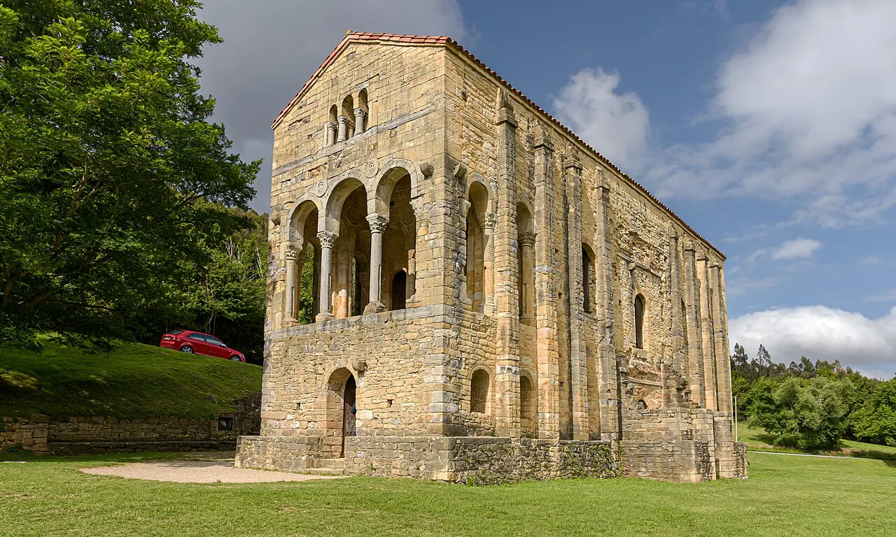 The church of Santa María del Naranco on its lawn, Oviedo.