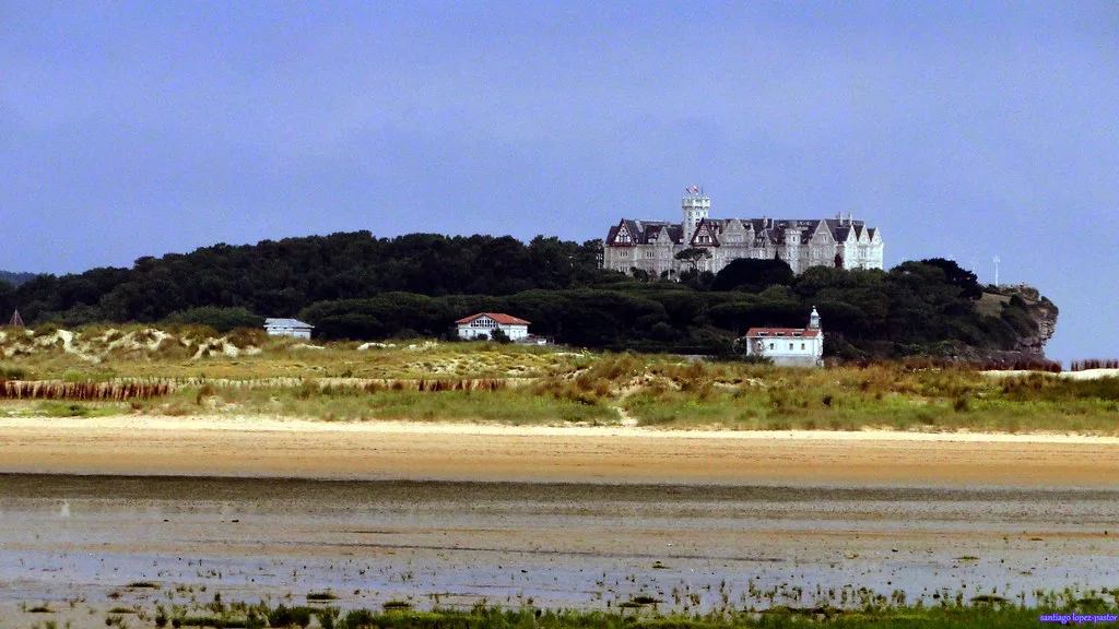 The Magdalena peninsula and its palace seen across the bay, Santander.