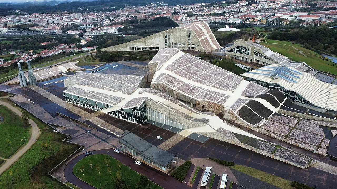 Aerial view of the Cidade da Cultura de Galicia, Santiago de Compostela.