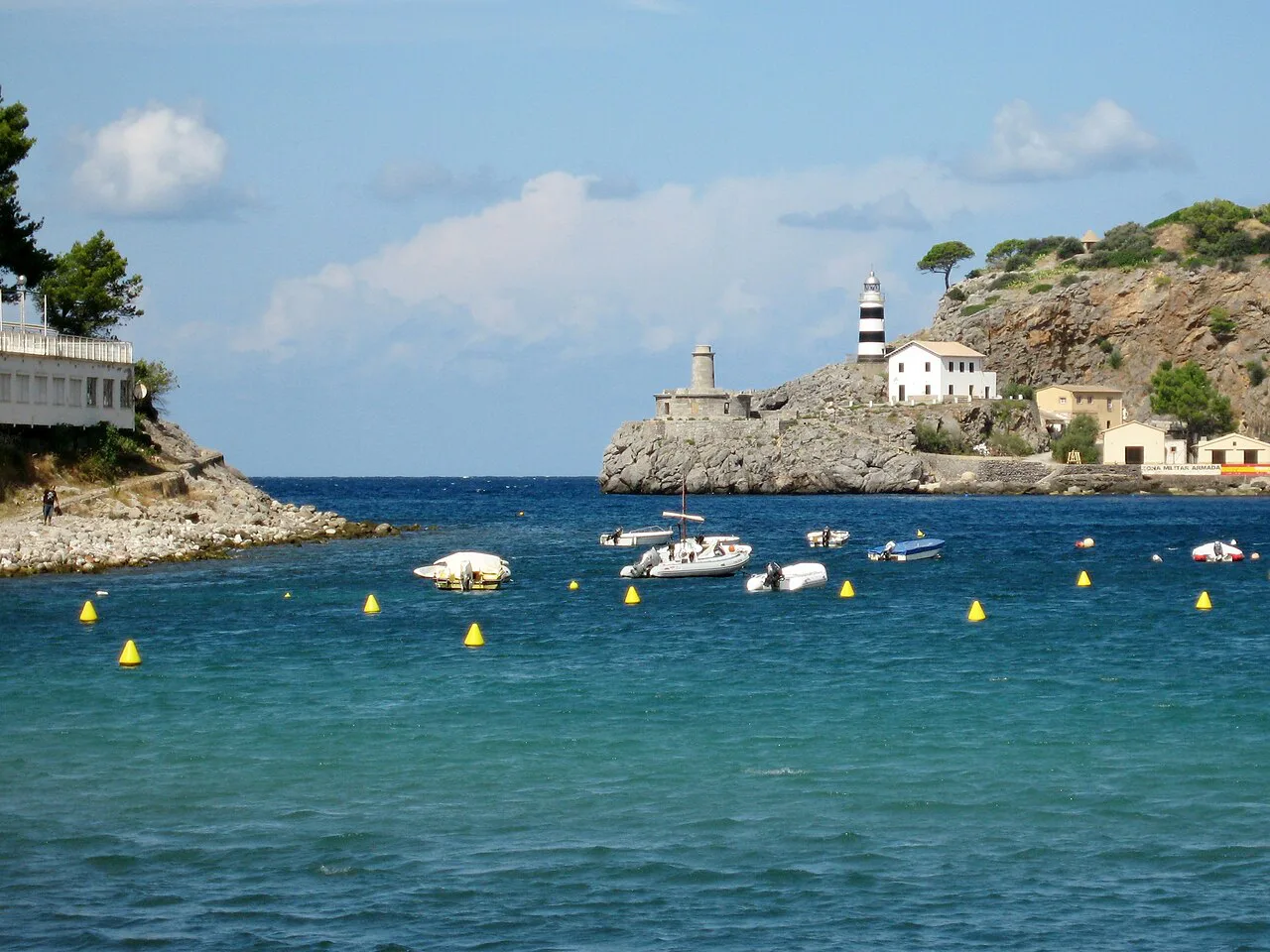 The harbour entrance of Port de Sóller with its lighthouse.